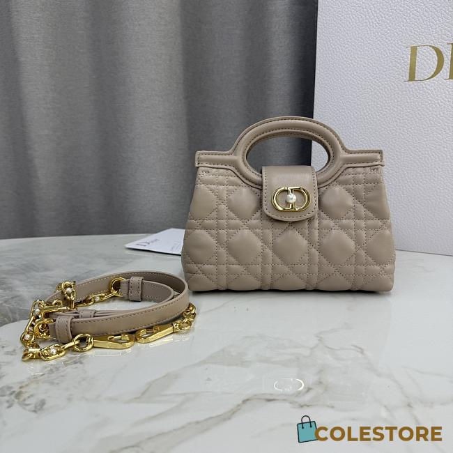 Colestore Dior Jolie Mini Bag with Top Handle Taupe Lambskin with Cannage Motif 18.5 x 13 x 8.5cm - 1