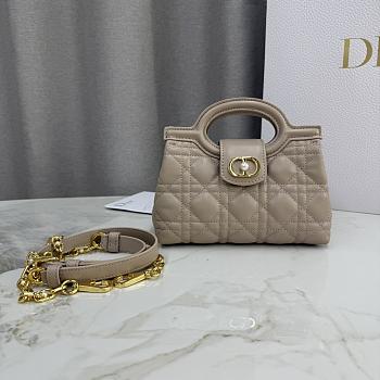 Colestore Dior Jolie Mini Bag with Top Handle Taupe Lambskin with Cannage Motif 18.5 x 13 x 8.5cm