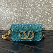 Colestore Valentino Garavani Locò Small Embroidered Shoulder Bag With Jewel Logo Turquoise/Emerald 20x11x5cm - 1