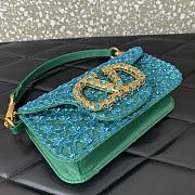 Colestore Valentino Garavani Locò Small Embroidered Shoulder Bag With Jewel Logo Turquoise/Emerald 20x11x5cm - 6