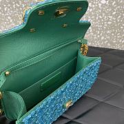 Colestore Valentino Garavani Locò Small Embroidered Shoulder Bag With Jewel Logo Turquoise/Emerald 20x11x5cm - 5