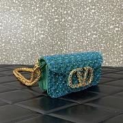 Colestore Valentino Garavani Locò Small Embroidered Shoulder Bag With Jewel Logo Turquoise/Emerald 20x11x5cm - 3