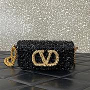 Colestore Valentino Garavani Locò Small Embroidered Shoulder Bag With Jewel Logo Black 20x11x5cm - 1