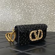 Colestore Valentino Garavani Locò Small Embroidered Shoulder Bag With Jewel Logo Black 20x11x5cm - 2