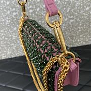 	 Colestore Valentino Garavani Locò Small Embroidered Shoulder Bag With Jewel Logo Emerald/Rhododendron 20x11x5cm - 2