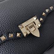 Colestore Valentino Garavani Small Rockstud Grainy Calfskin Crossbody Bag Black 22.5x15x6cm - 3