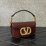 Colestore Valentino Garavani Locò Small Shoulder Bag In Calfskin With Jewel Logo Rosewood 19x11x5cm - 2