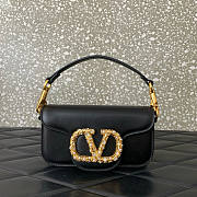 Colestore Valentino Garavani Locò Small Shoulder Bag In Calfskin With Jewel Logo Black 19x11x5cm - 1