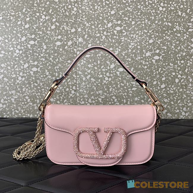 	 Colestore Valentino Garavani Locò Small Shoulder Bag In Calfskin With Jewel Logo Rose Cannelle 19x11x5cm - 1
