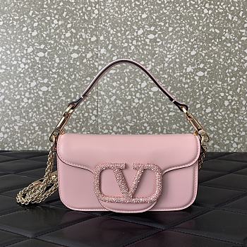	 Colestore Valentino Garavani Locò Small Shoulder Bag In Calfskin With Jewel Logo Rose Cannelle 19x11x5cm