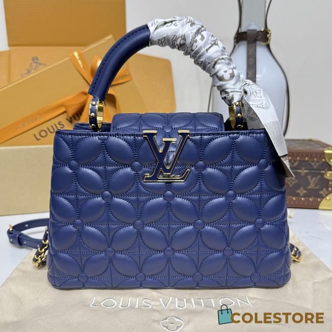 Colestore Louis Vuitton Capucines BB Sapphire Blue Lambskin Leather 27x9x17.3cm - 1