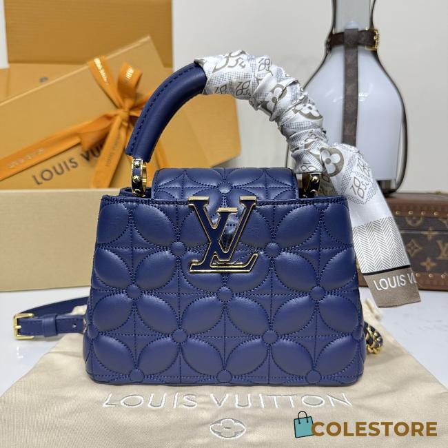Colestore Louis Vuitton Capucines Mini Sapphire Blue Lambskin Leather 21x8x13.6cm - 1
