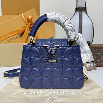 Colestore Louis Vuitton Capucines Mini Sapphire Blue Lambskin Leather 21x8x13.6cm