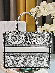 	 Colestore Dior Book Tote Bag Astrological/Sun & Moon White and Black Embroidery Motif 36.5x28x14cm - 5