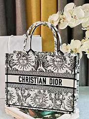 	 Colestore Dior Book Tote Bag Astrological/Sun & Moon White and Black Embroidery Motif 36.5x28x14cm - 2