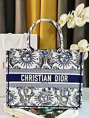 	 Colestore Dior Book Tote Bag Astrological/Sun & Moon Navy and White Embroidery Motif 36.5x28x14cm  - 1