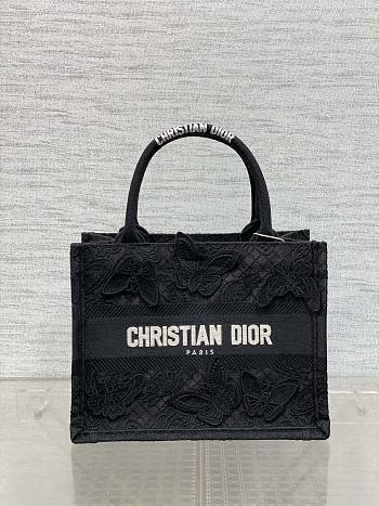 Colestore Dior Book Tote D-Lace Butterfly Motif Canvas Black 26.5 x21 x14 cm