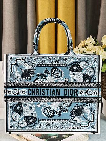 Colestore Dior Book Tote Butterfly Bandana Motif Canvas Blue 41.5x34.5x16cm