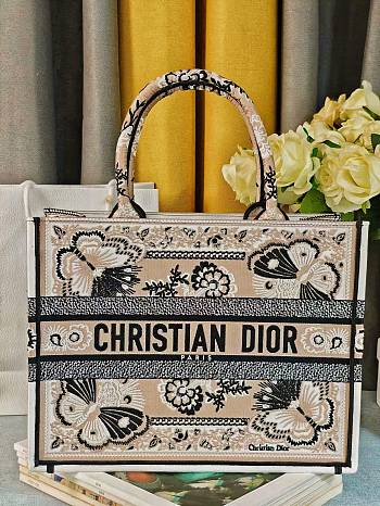 Colestore Dior Book Tote Butterfly Bandana Motif Canvas Beige 36.5x28x14cm 