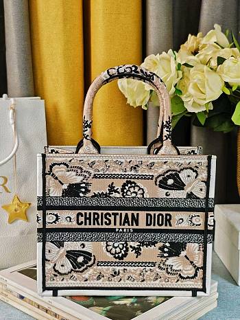 Colestore Dior Book Tote Butterfly Bandana Motif Canvas Beige 26.5 x21 x14 cm