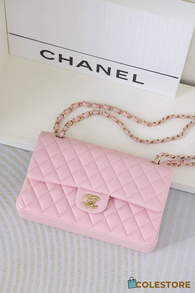 Colestore Chanel Flap bag  Shiny Lambskin & Gold Plated Metal Light Pink 25.5x15.5x6.5cm - 1