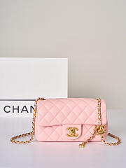 Colestore Chanel Mini flap bag Shiny Lambskin & Gold Plated Metal Light pink 13x20x7cm - 1