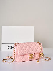 Colestore Chanel Mini flap bag Shiny Lambskin & Gold Plated Metal Light pink 13x20x7cm - 6