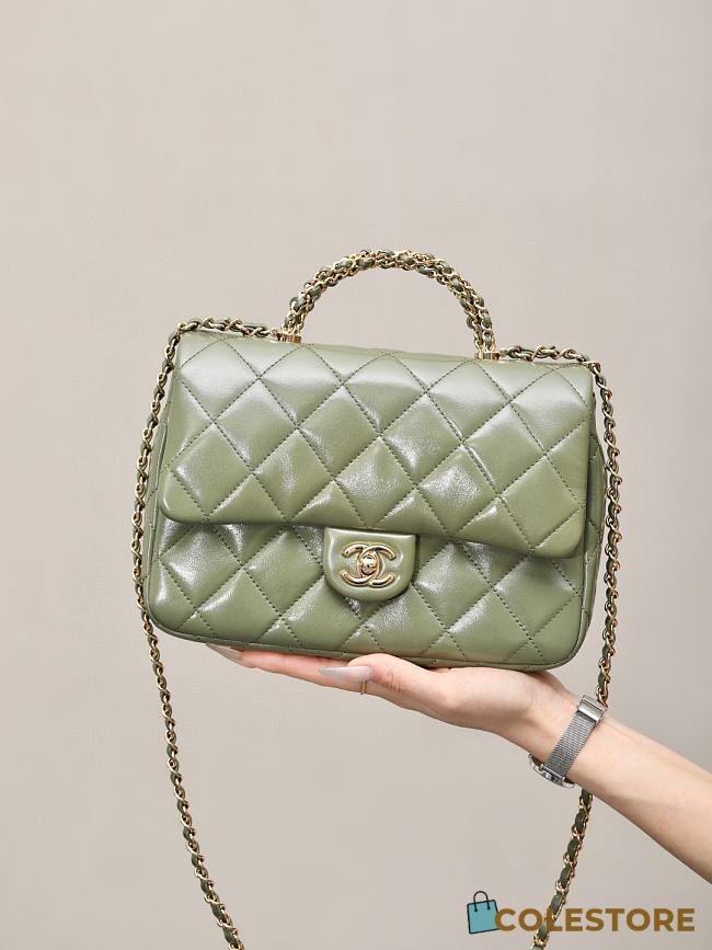 Colestore Chanel Mini Flap Bag with Top Handle Army Lambskin 25x17x8cm - 1