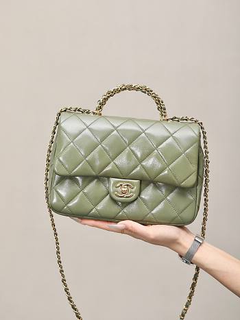 Colestore Chanel Mini Flap Bag with Top Handle Army Lambskin 25x17x8cm