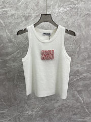 Colestore Miu Miu Logo Embellished Rhinestone Tank Top Pink - 1