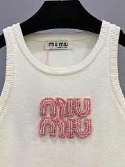 Colestore Miu Miu Logo Embellished Rhinestone Tank Top Pink - 4
