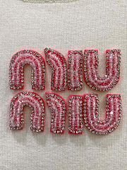 Colestore Miu Miu Logo Embellished Rhinestone Tank Top Pink - 3