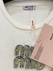 Colestore Miu Miu Logo Embellished Rhinestone Tank Top Green - 3