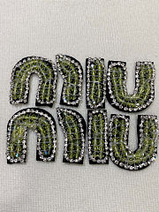 Colestore Miu Miu Logo Embellished Rhinestone Tank Top Green - 2