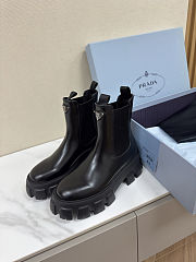  Colestore Prada Black Monolith Brushed Leather Chunky Chelsea Boots - 3