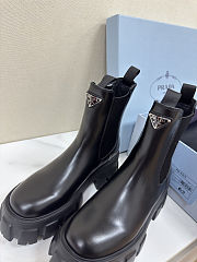 Colestore Prada Black Monolith Brushed Leather Chunky Chelsea Boots - 2
