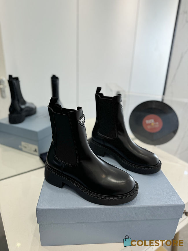 Colestore Prada Black Brushed Leather Chelsea Boots - 1