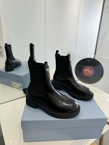 Colestore Prada Black Brushed Leather Chelsea Boots