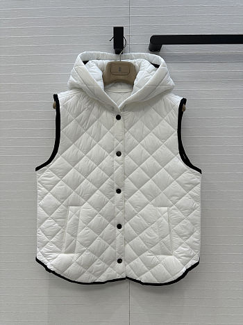 Colestore Brunello Cucinelli Quilted Nylon Padded Thermal Hooded Vest White