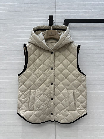 Colestore Brunello Cucinelli Quilted Nylon Padded Thermal Hooded Vest Neutrals