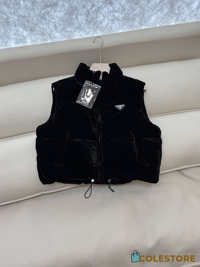 Colestore Prada Black Velvet Down Vest - 1