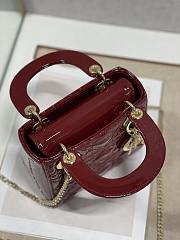Colestore Dior Patent Cannage Mini Lady Dior Burgundy 17x7.5x14cm - 6