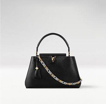Colestore Louis Vuitton Capucines MM Souple Calfskin Leather Black 33 x 24 x 12 cm