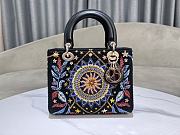 Colestore Dior Lady Dior Black Leather Air Embroidered and Beaded Medium 24 x 20 x 11cm - 4