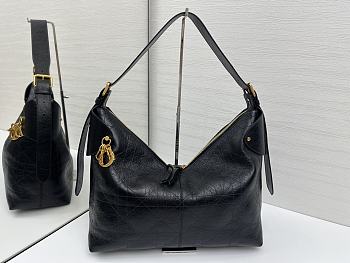 Colestore Dior Lagre Voyage Bag Black Flat Macrocannage Crinkled Calfskin 34x22x13cm