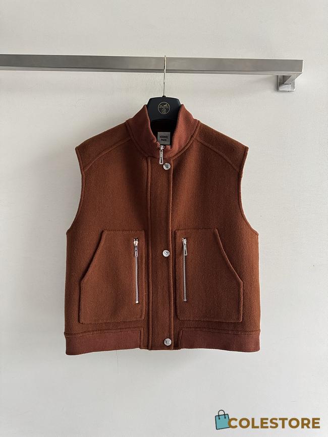 Colestore Hermes Sleeveless Short Bomber Jacket Marron/Chêne - 1