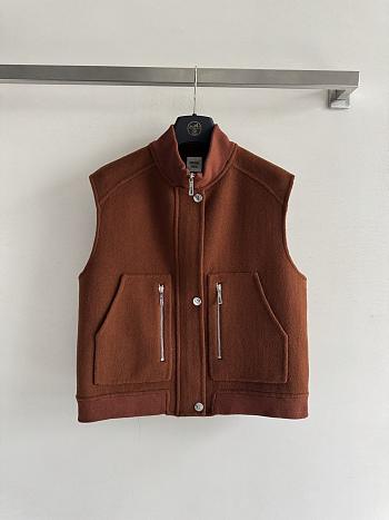 Colestore Hermes Sleeveless Short Bomber Jacket Marron/Chêne