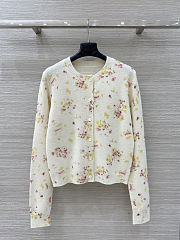 Colestore Prada Begonia Pink Floral Print Wool Cardigan - 1