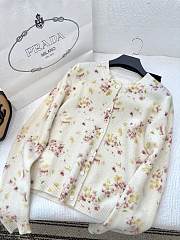 Colestore Prada Begonia Pink Floral Print Wool Cardigan - 5