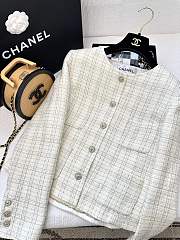 Colestore Chanel Tweed Jacket Ivory Check Pattern with CC Buttons - 1